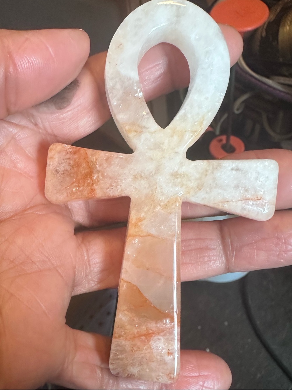 Fire Agate Quartz Crystal Ankh - Picture 5 of 6